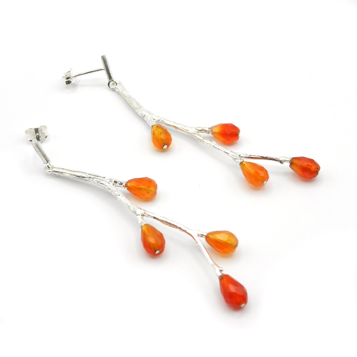 Branch and carnelian earrings