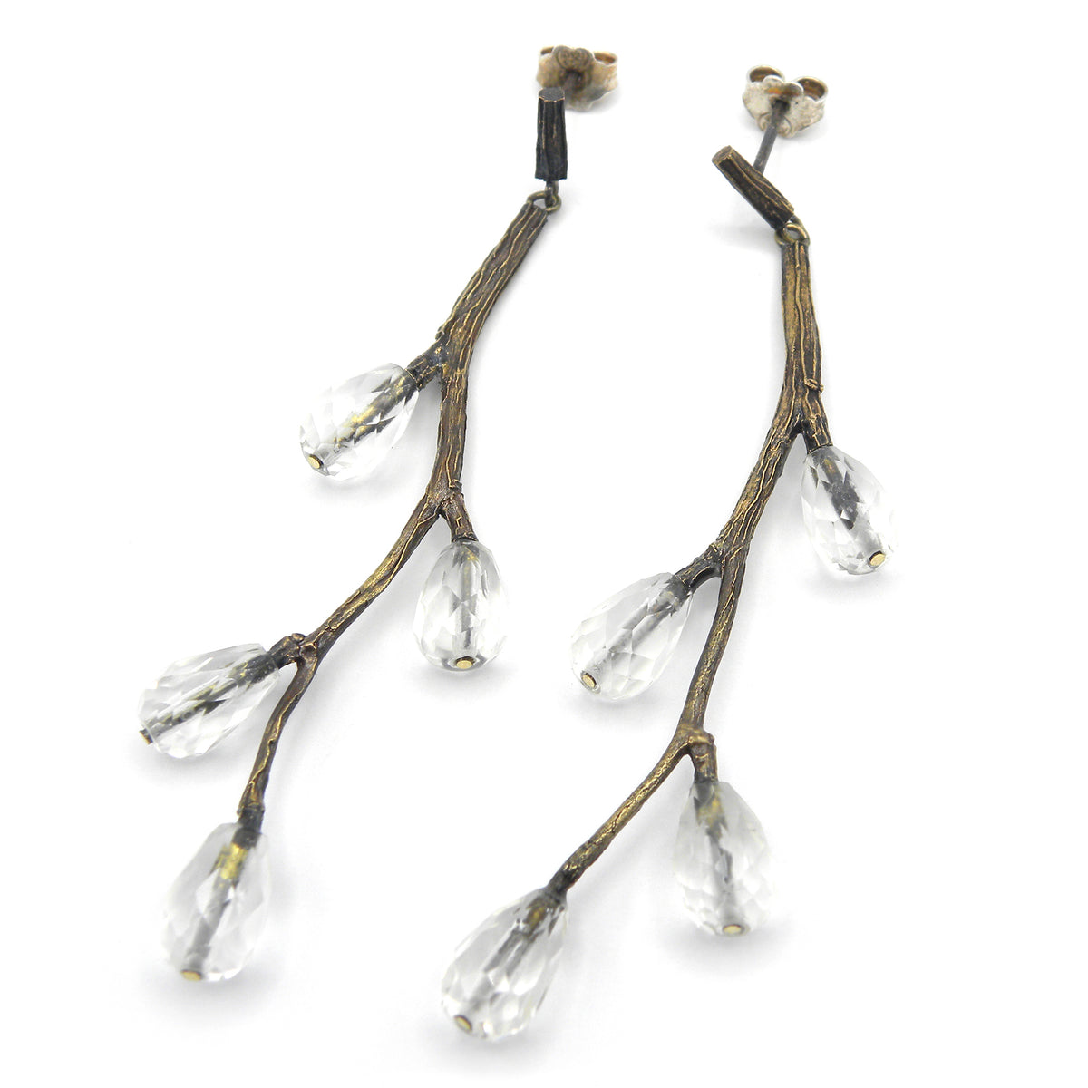 Sprig earrings with smoky quartz 