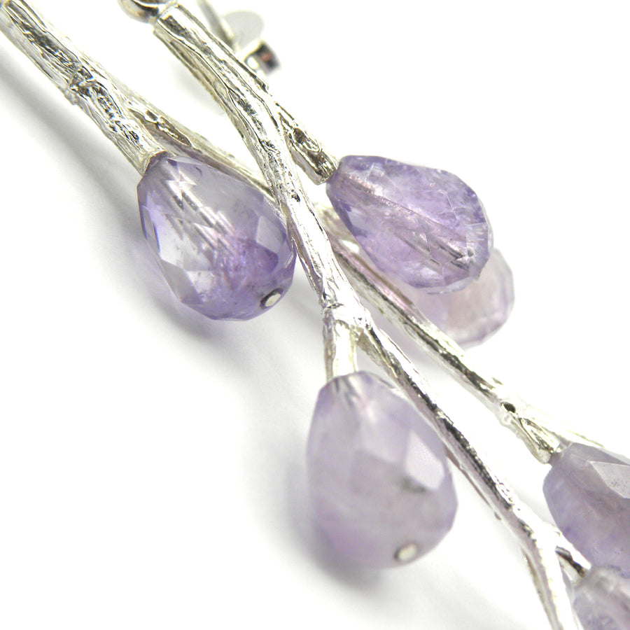 Sprig and amethyst earrings