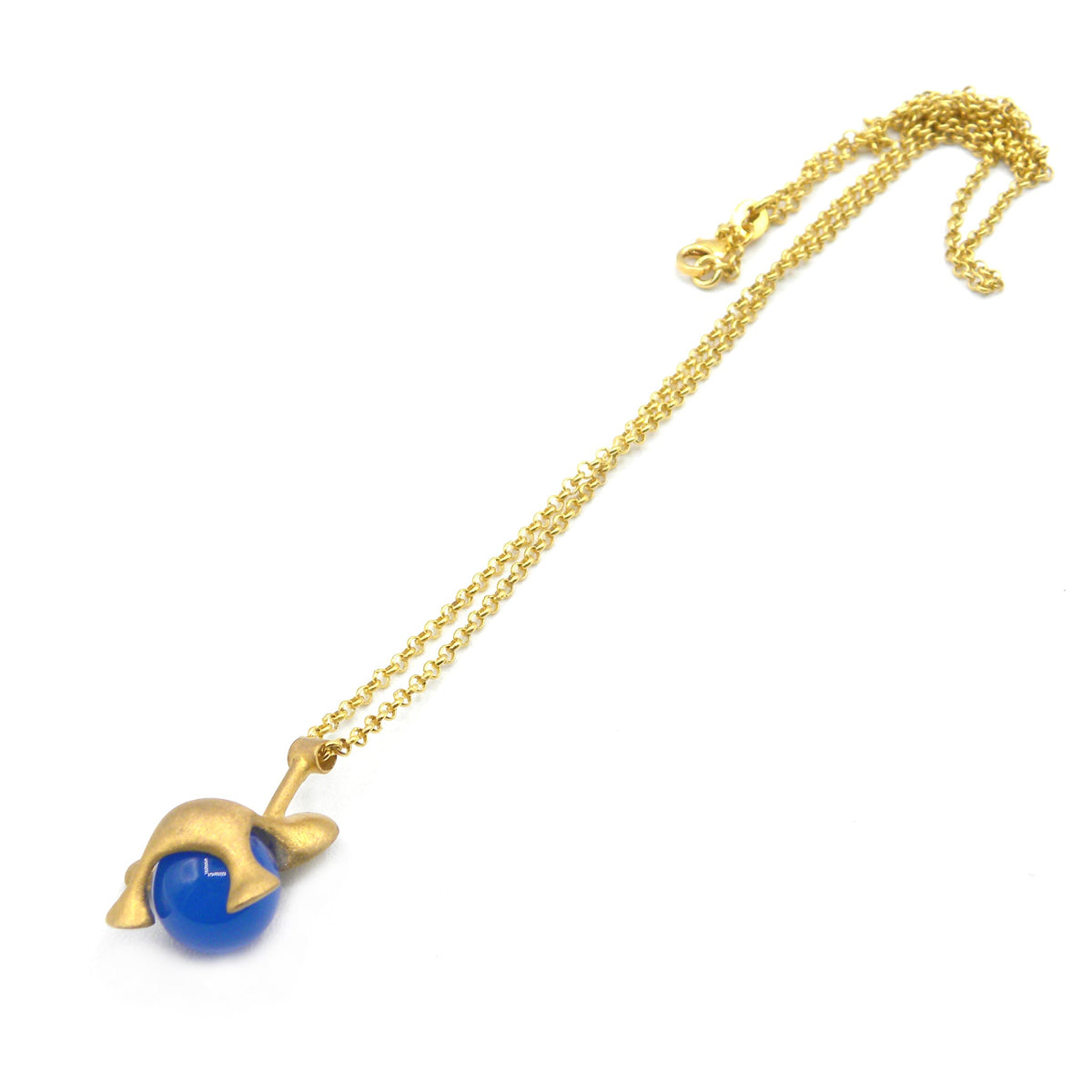 Snorky agate blue bronze pendant