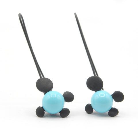 Turquoise Snorky earrings with black patina