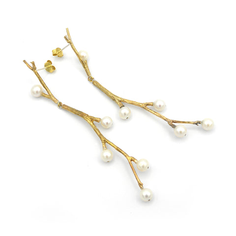 Twig and pearl earrings