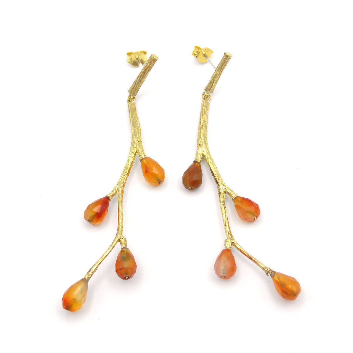 Branch and carnelian earrings