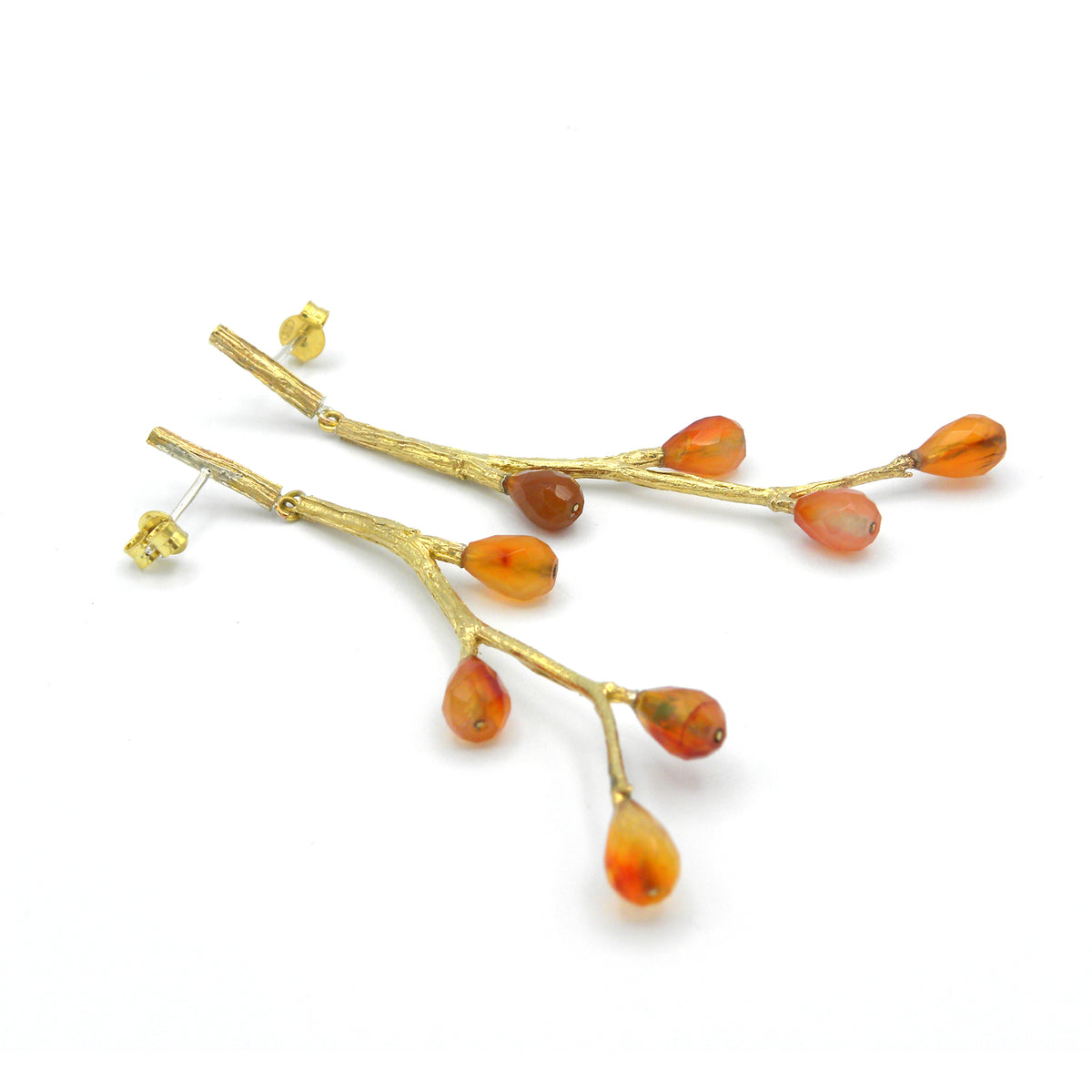 Branch and carnelian earrings