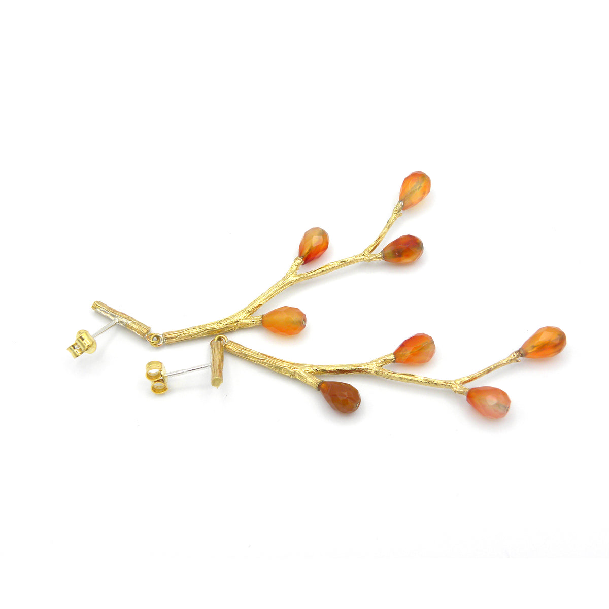 Branch and carnelian earrings
