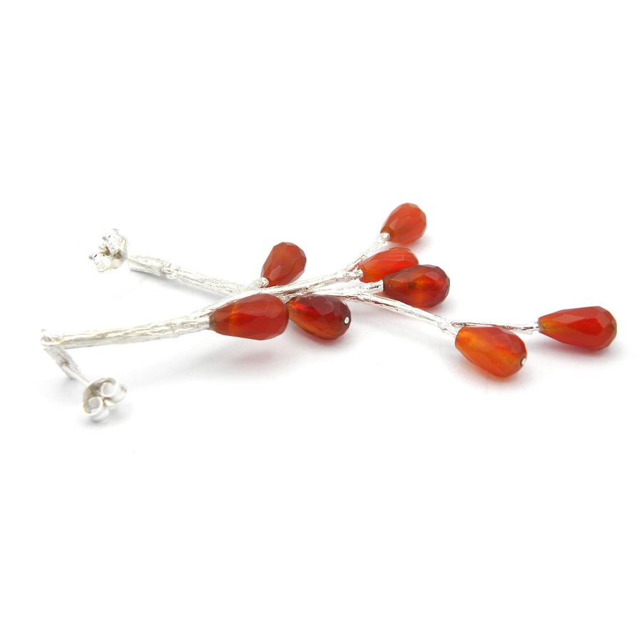 Sprig large carnelian orange earrings