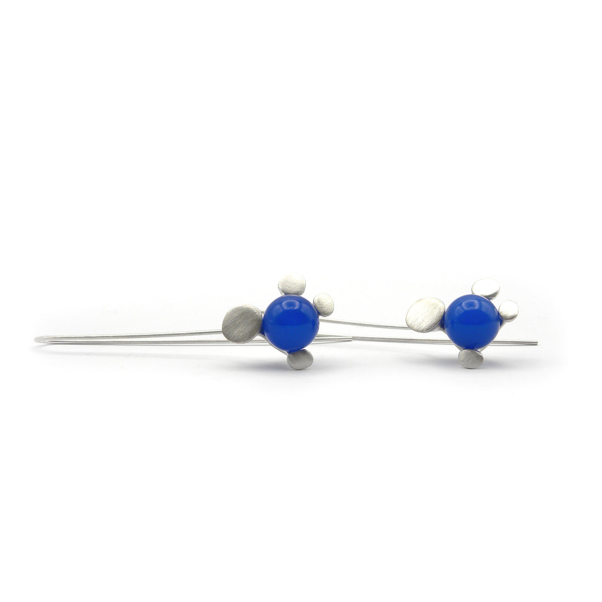 Silver and Agate Blue Snorky Earrings