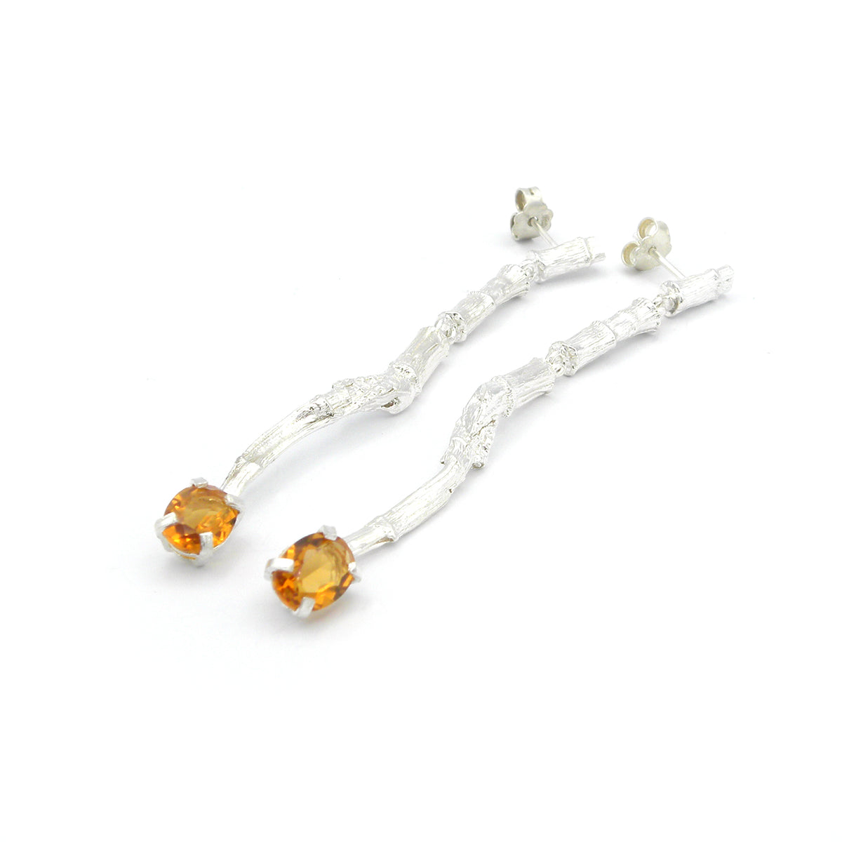 Branch and yellow quartz earrings