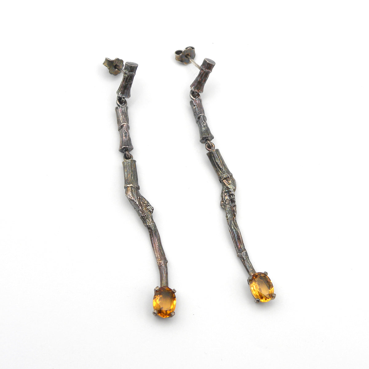 Branch and yellow quartz earrings