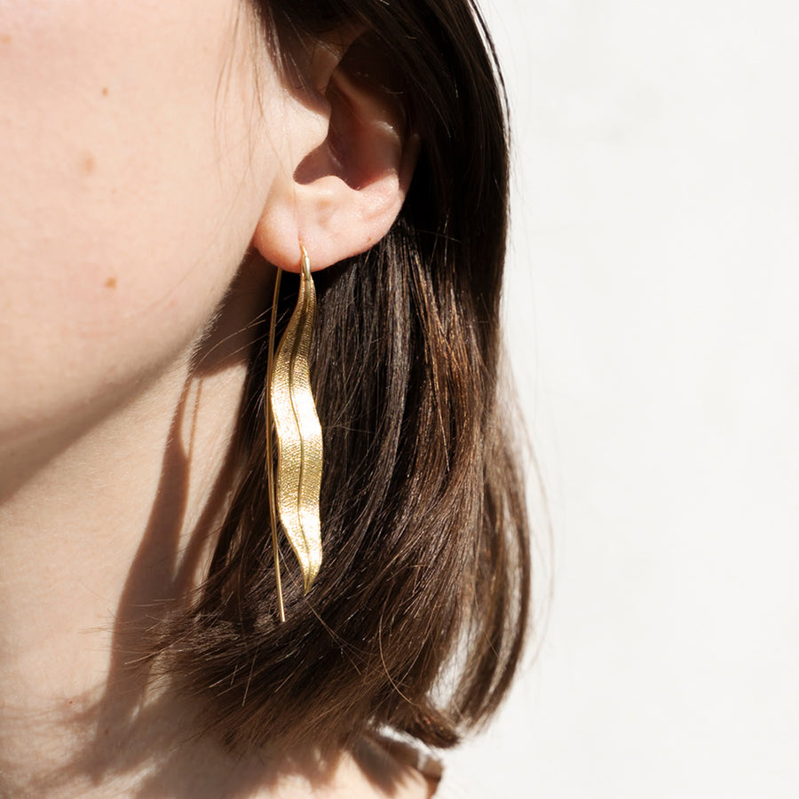 Eucaliptus long leaf earrings