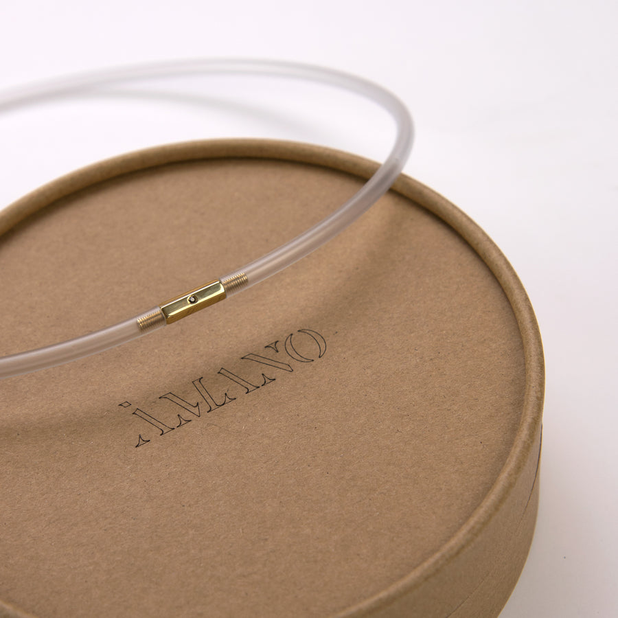 ÀMANO - Necklace in golden brass and polyethylene (Euro 120,00)