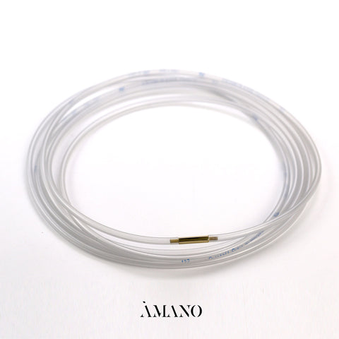 ÀMANO - Long necklace in golden brass and polyethylene (Euro 115,00-20%= Euro 92,00)