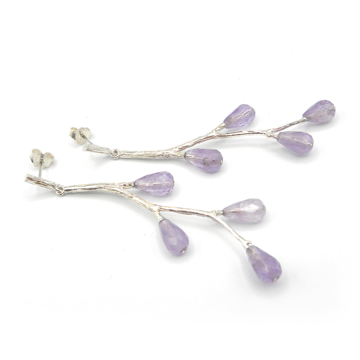 Sprig and amethyst earrings