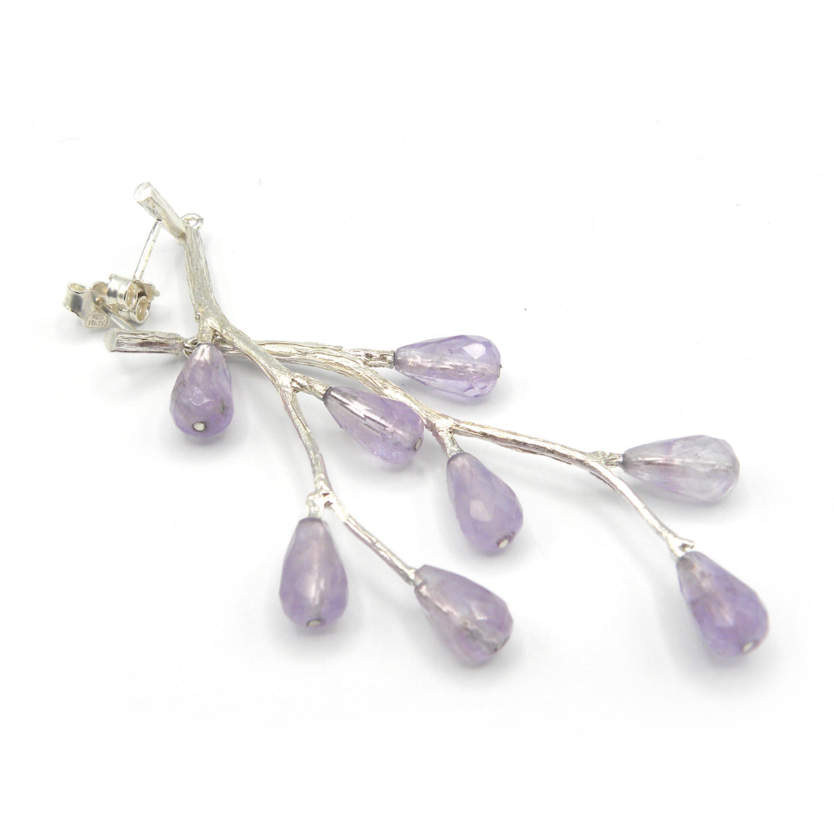 Sprig and amethyst earrings